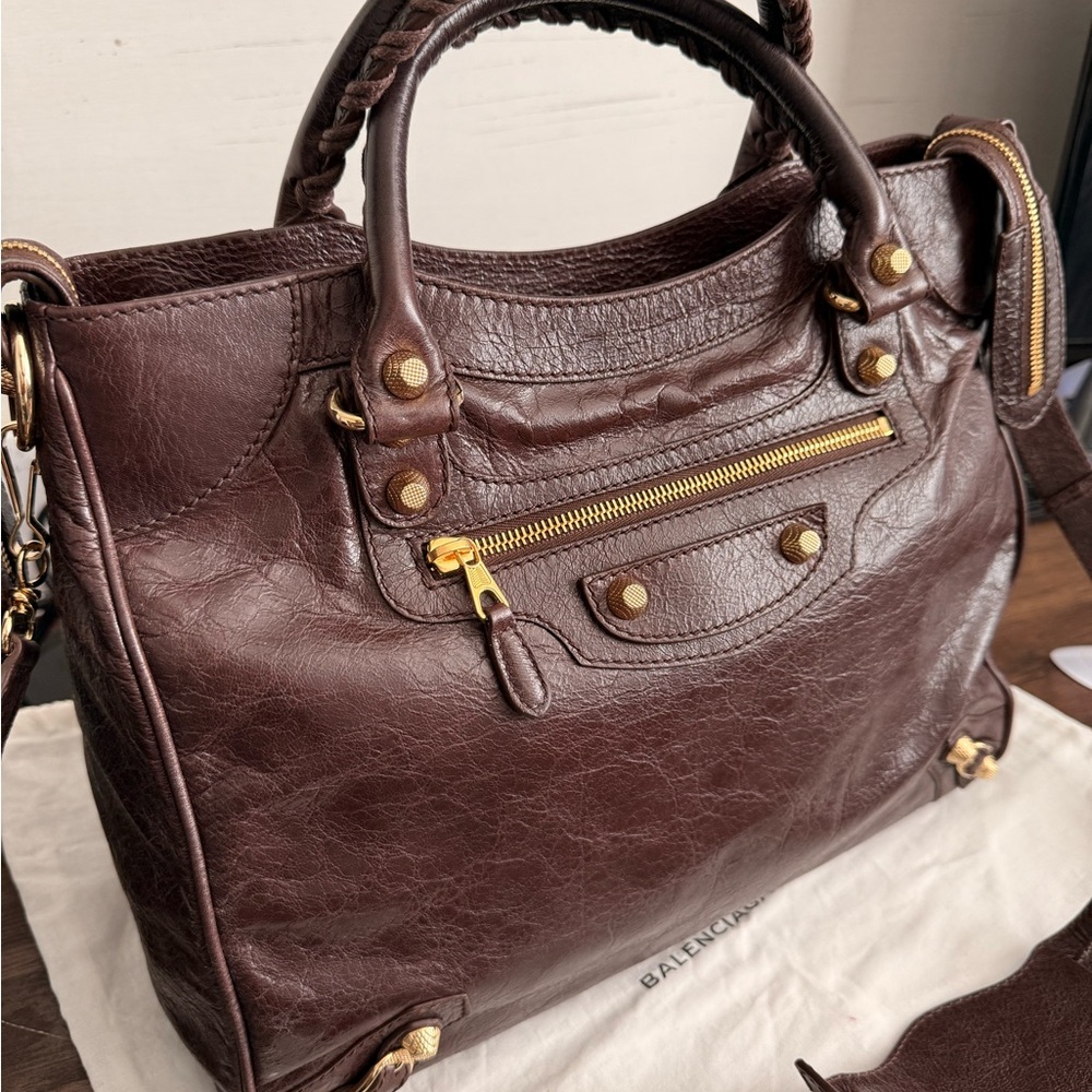 Balenciaga Velo in Cigare Fonce Brown Leather Purse Shoulder Crossbody Bag - Picture 13 of 14